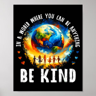 In Een Wereld Wees Aardig Kinderen Aarde Anti Pest Poster