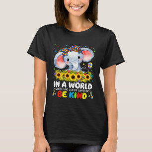 In Een Wereld Wees Aardig Schattige Olifant Autism T-shirt
