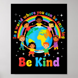 In een wereld wees vriendelijk positieve kinderen poster