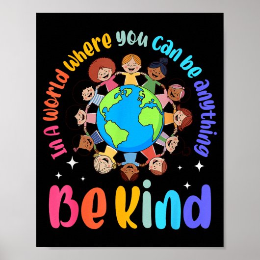 In Een Wereld Wees Vriendelijk Positieve Kinderen Poster (Voorkant)
