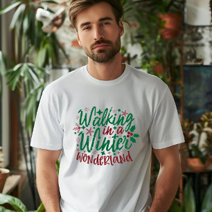 In een winterwonderland lopen t-shirt