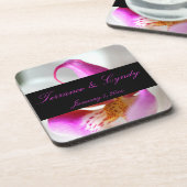 In een witte orchidee persoonlijke bruiloft bier onderzetter (Linkerzijde)