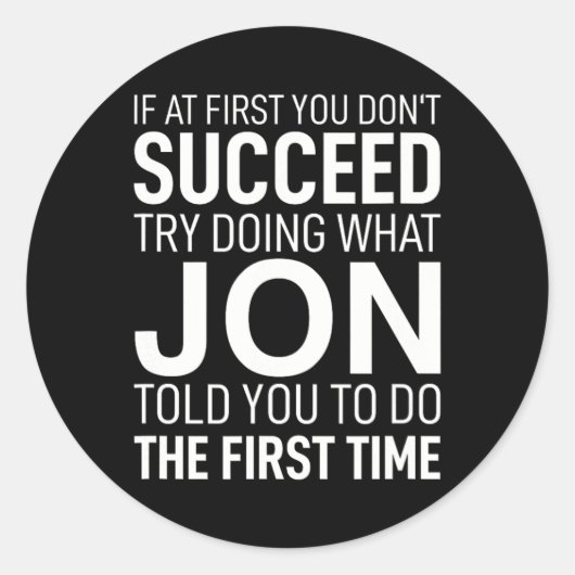 In eerste instantie lukt het je niet om verjaardag ronde sticker (Voorkant)