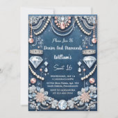 In Elegant Gem Bling Denim En Diamanten Zoet 16 Kaart (Voorkant)