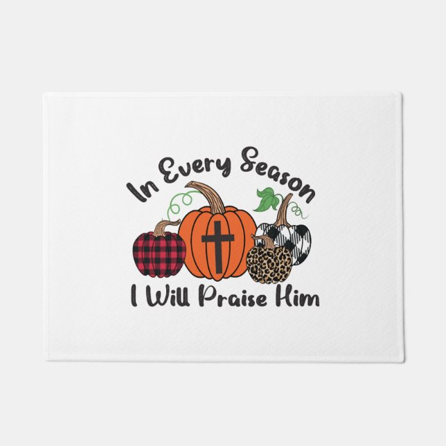 In elk seizoen zal ik hem loven Leopard Plaid Deurmat (Voorkant)