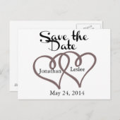 In elkaar grijpende harten - Save the Date Aankondigingskaart (Voorkant / Achterkant)