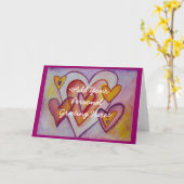 In elkaar grijpende liefdeshartjes aangepaste wens kaart (Gele Bloem)