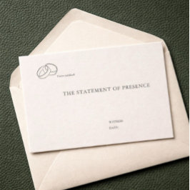 In elkaar grijpende ringen- Minimalistische trouwk Informatiekaartje