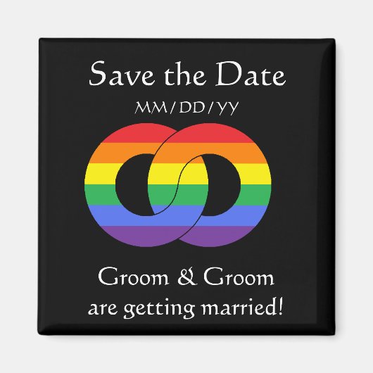 In elkaar grijpende Ringen - regenboog - magneet (Voorkant)