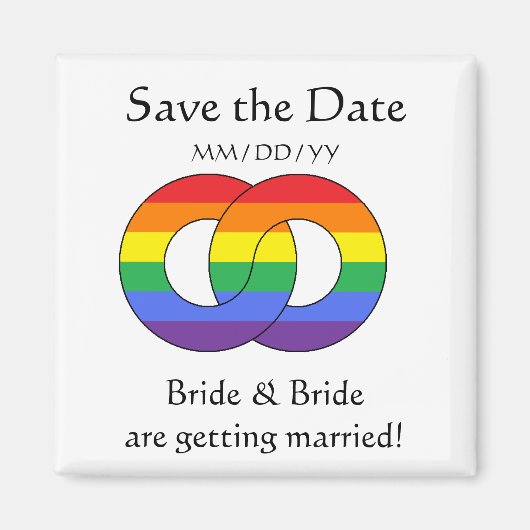 In elkaar grijpende Ringen - regenboog - magneet (Voorkant)