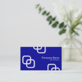 In elkaar grijpende Vierkanten 3d - Wit op Blauw 0 Visitekaartje (Staand voorkant)