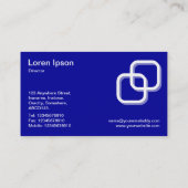 In elkaar grijpende Vierkanten 3d - Wit op Blauw 0 Visitekaartje (Achterkant)