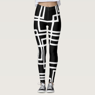 In elkaar grijpende witte vierkanten Artistiek ont Leggings