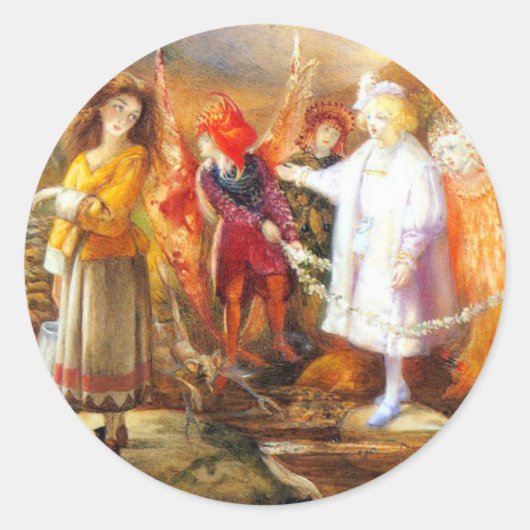 In Fairyland John Anster Fitzgerald Ronde Sticker (Voorkant)