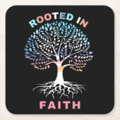 In Faith Tree Paper-Onderzetter gerookt Kartonnen Onderzetters (Voorkant)
