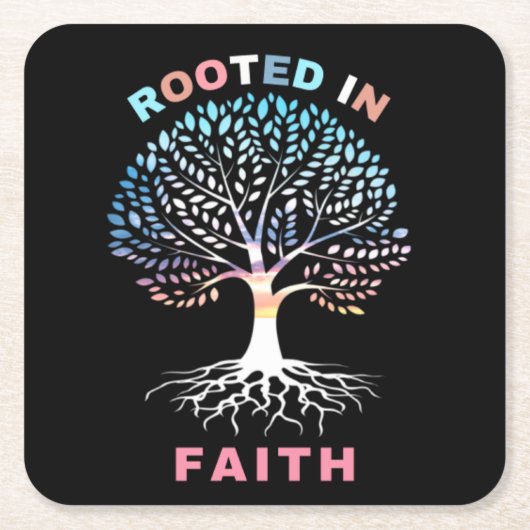 In Faith Tree Paper-Onderzetter gerookt Kartonnen Onderzetters (Voorkant)