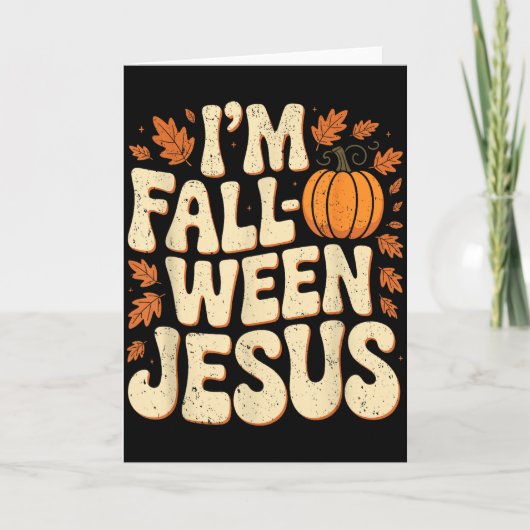 In Fall-o-ween Jezus Halloween Christelijke Groovy Kaart (Voorkant)