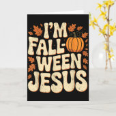 In Fall-o-ween Jezus Halloween Christelijke Groovy Kaart (Gele Bloem)