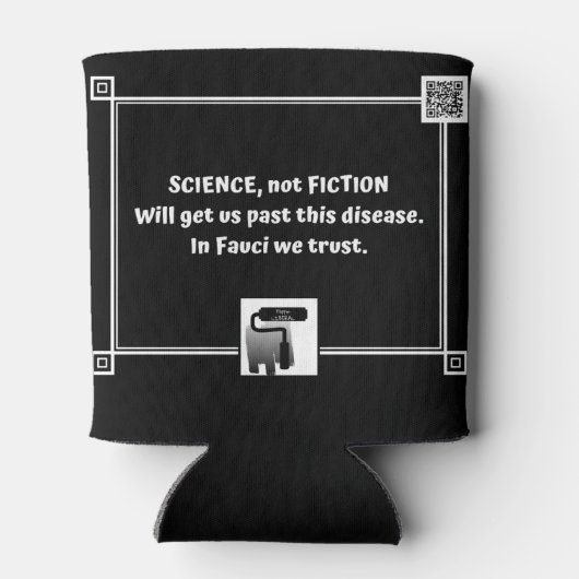 In Fauci vertrouwen we - koelbox met houding Blikjeskoeler (Achterkant)