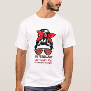 In februari Draag we het bewustzijn van de rode ha T-shirt