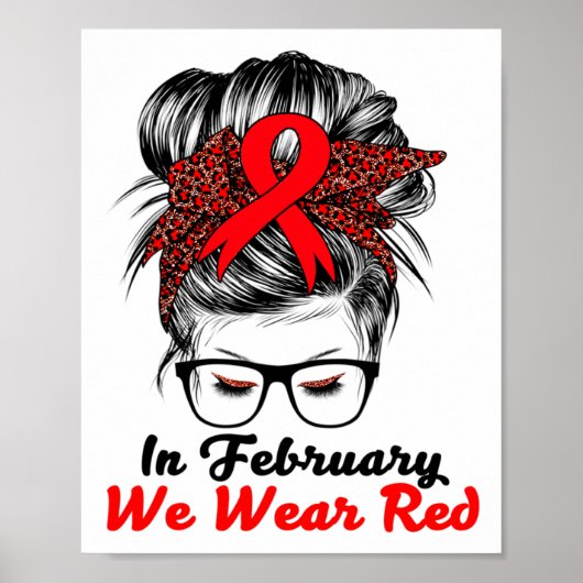 In februari Draag we het bewustzijn van een rode h Poster (Voorkant)