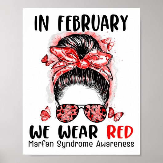 In februari Draag we het Red Messy Bun Marfan Synd Poster (Voorkant)