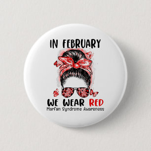 In februari Draag we het Red Messy Bun Marfan Synd Ronde Button 5,7 Cm