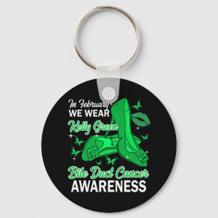 In februari Draag we Kelly Green Bile Duct Cancer Sleutelhanger