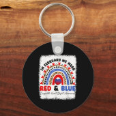 In februari Draag we Red & Blue CHD Awareness Sleutelhanger (Voorkant)
