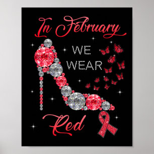 In februari Draag we Red Butterflies Heart Disease Poster