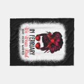 In februari Draag we Red Messy Bun Heart Disease A Fleece Deken (Voorkant (Horizontaal))