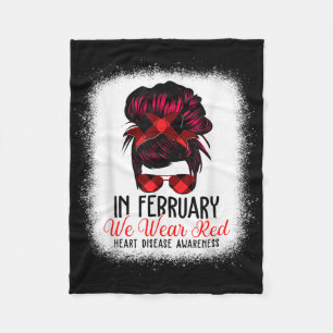 In februari Draag we Red Messy Bun Heart Disease A Fleece Deken