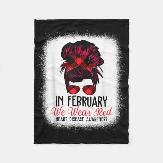 In februari Draag we Red Messy Bun Heart Disease A Fleece Deken (Voorkant)