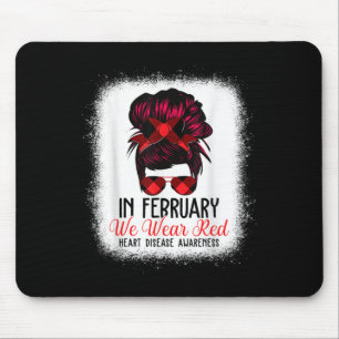 In februari Draag we Red Messy Bun Heart Disease A Muismat