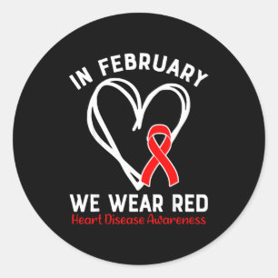 In Februari dragen we een Rode Lint Hartziekte Bew Ronde Sticker
