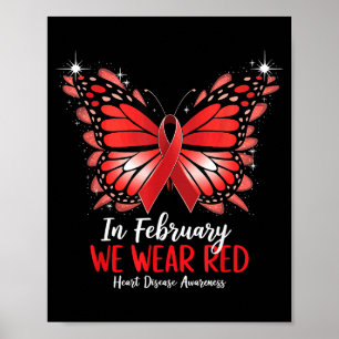In februari dragen we rood Hartziekte bewustzijn Poster