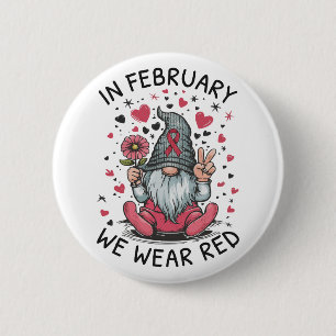 In februari dragen we rood voor hartgezondheidsbew ronde button 5,7 cm