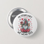 In februari dragen we rood voor hartgezondheidsbew ronde button 5,7 cm (Voorkant /achterkant)