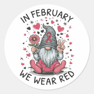 In februari dragen we rood voor hartgezondheidsbew ronde sticker