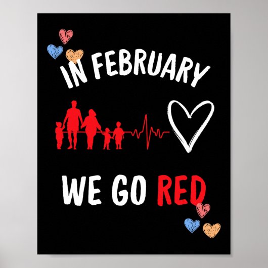 In februari gaan we naar Red Hearth Health Month Poster (Voorkant)
