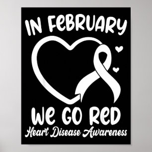 In Februari Gaan We Rode Hartziektebewustzijn Maan Poster