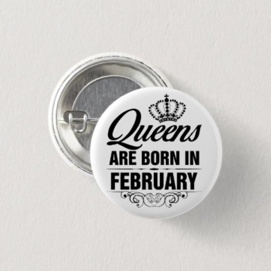 ***IN FEBRUARI GEBOREN QUEENS** BADGE RONDE BUTTON 3,2 CM (Voorkant /achterkant)