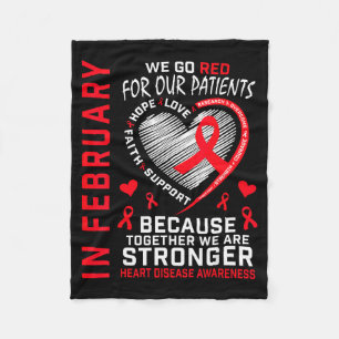In februari Go Red Nurse Rn Hartziektebewustzijn Fleece Deken