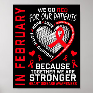 In februari Go Red Nurse Rn Hartziektebewustzijn Poster