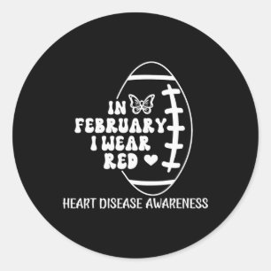 In februari heb ik rood Football Draag Ronde Sticker
