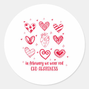 In februari hebben we Draag CHD bewustzijn hart- e Ronde Sticker