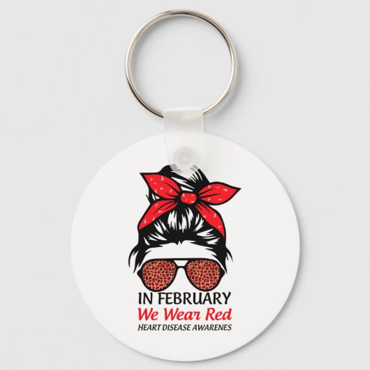 In februari hebben we het bewustzijn van rode hart sleutelhanger (Voorkant)