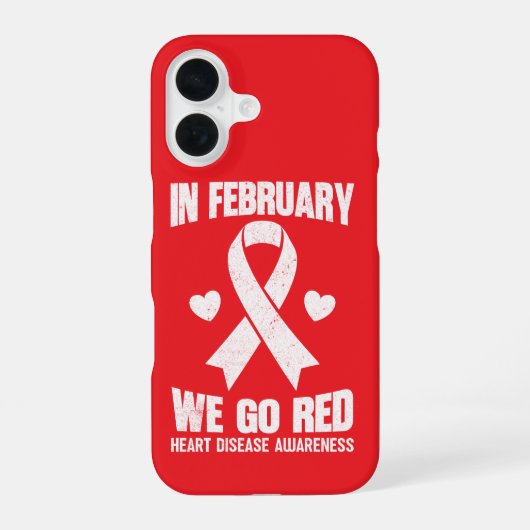 In February We Go Red for Heart Disease Awareness iPhone 16 Hoesje (Achterkant)