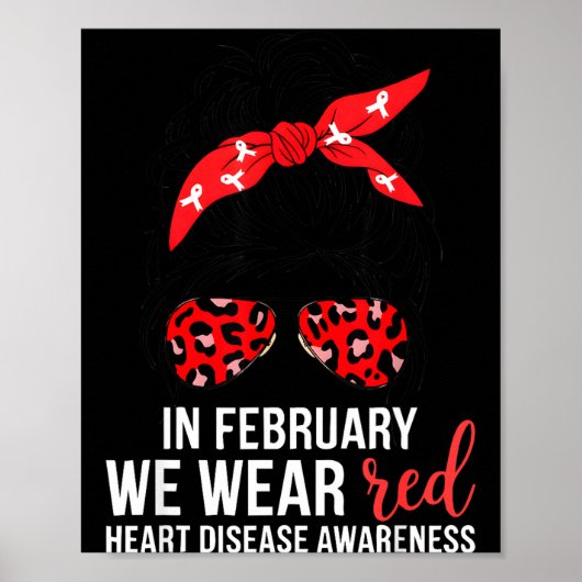 In February We Wear Red Chd Heart Disease Awarenes Poster (Voorkant)