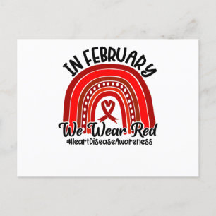 In February We Wear Red Heart Disease Awareness Uitnodiging Briefkaart